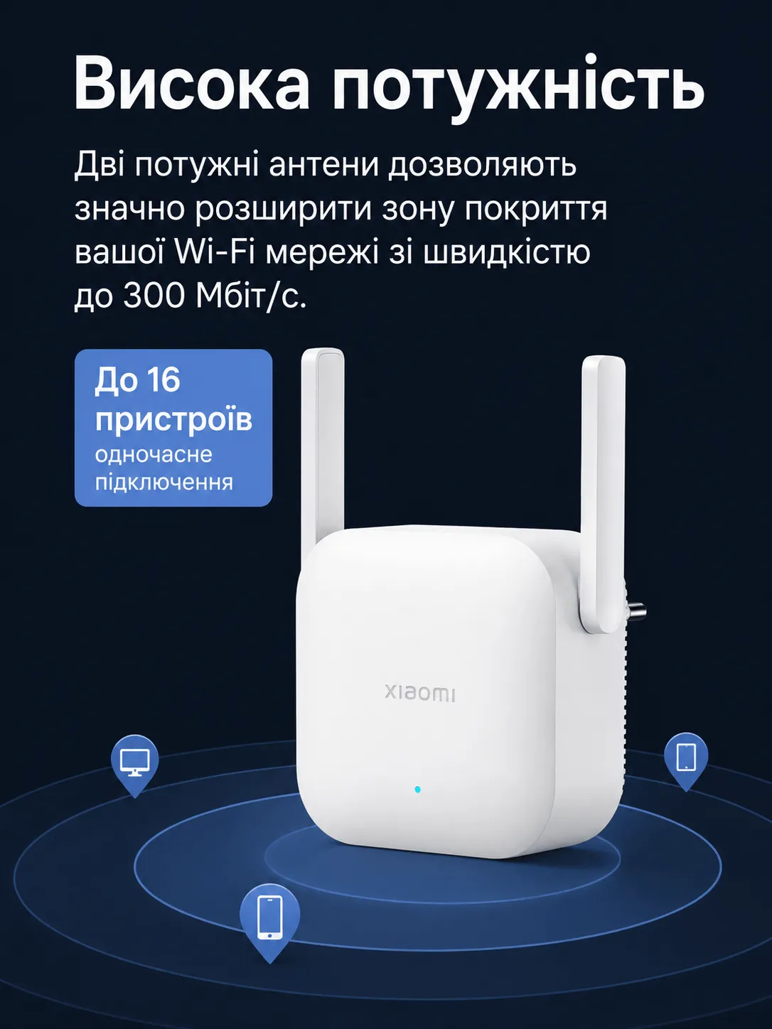 Підсилювач Wi-Fi сигналу Xiaomi Range Extender Pro R03